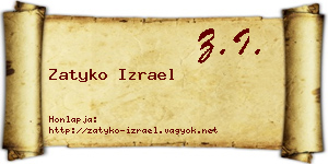 Zatyko Izrael névjegykártya